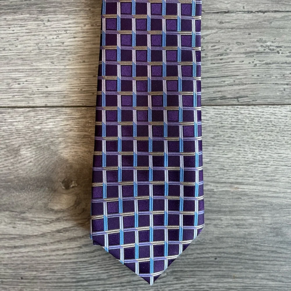 Club Room by Charter Club Mens Neck Tie Square Print Silk Workwear Dressy Formal